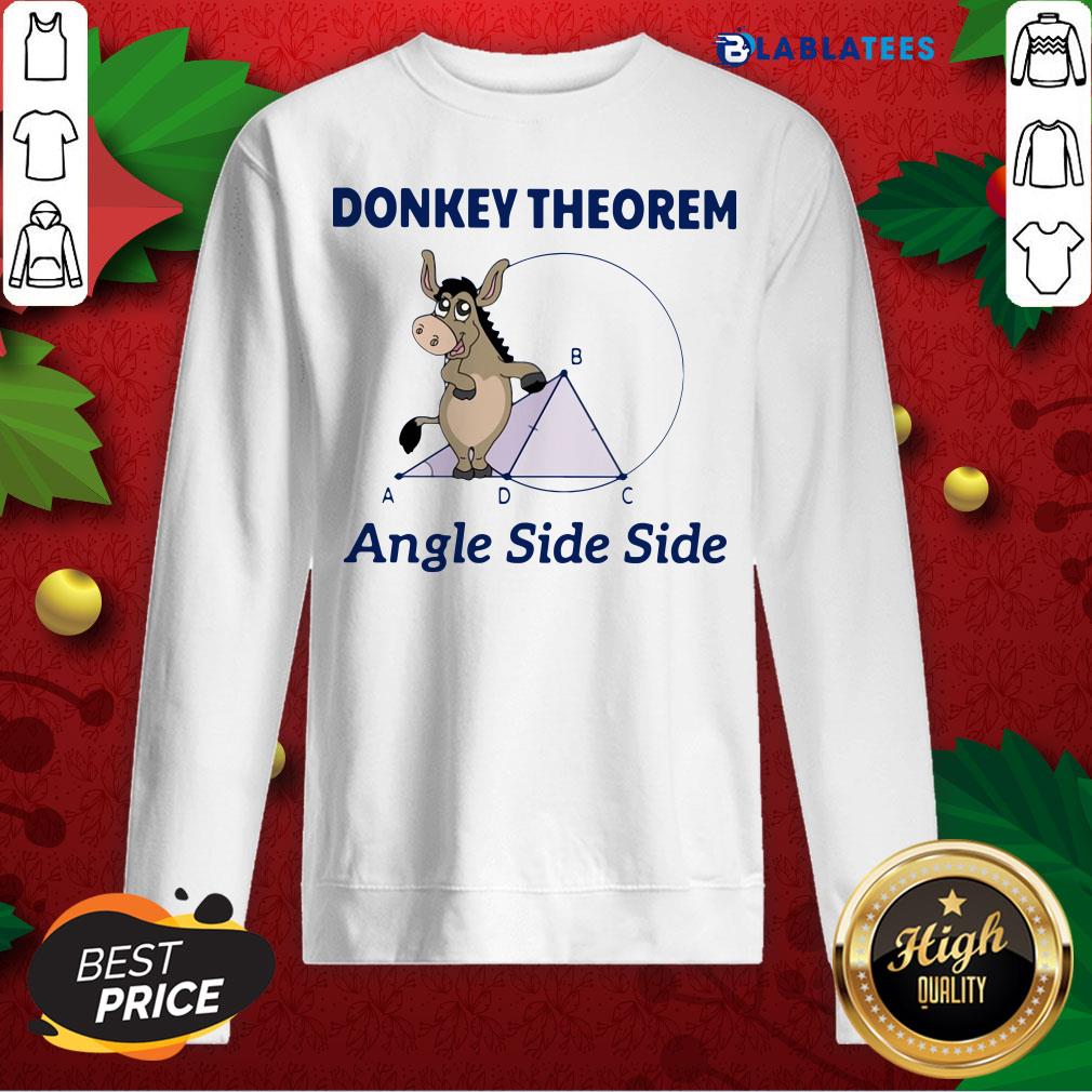 Top Donkey Theorem Angle Side Side - Funny Math Design - Fond Bleu Shirt