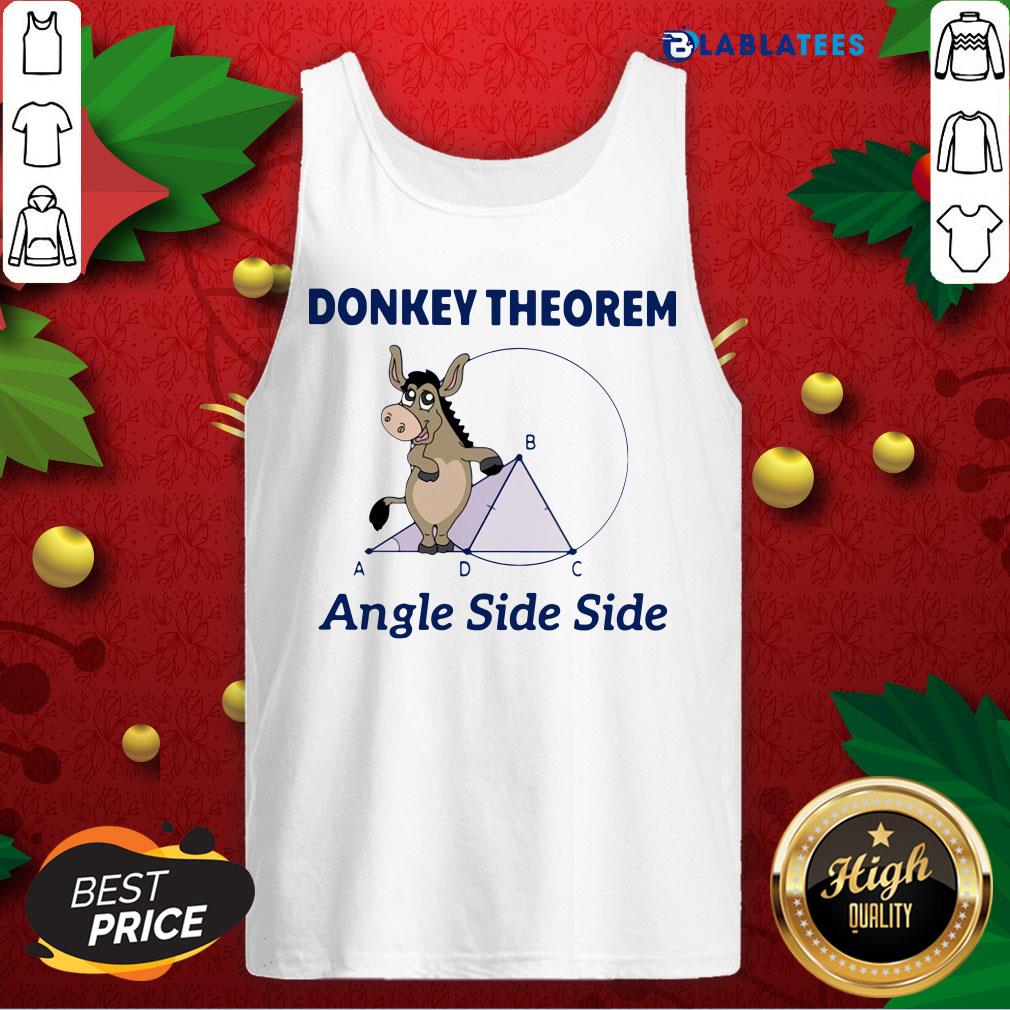 Top Donkey Theorem Angle Side Side - Funny Math Design - Fond Bleu Shirt