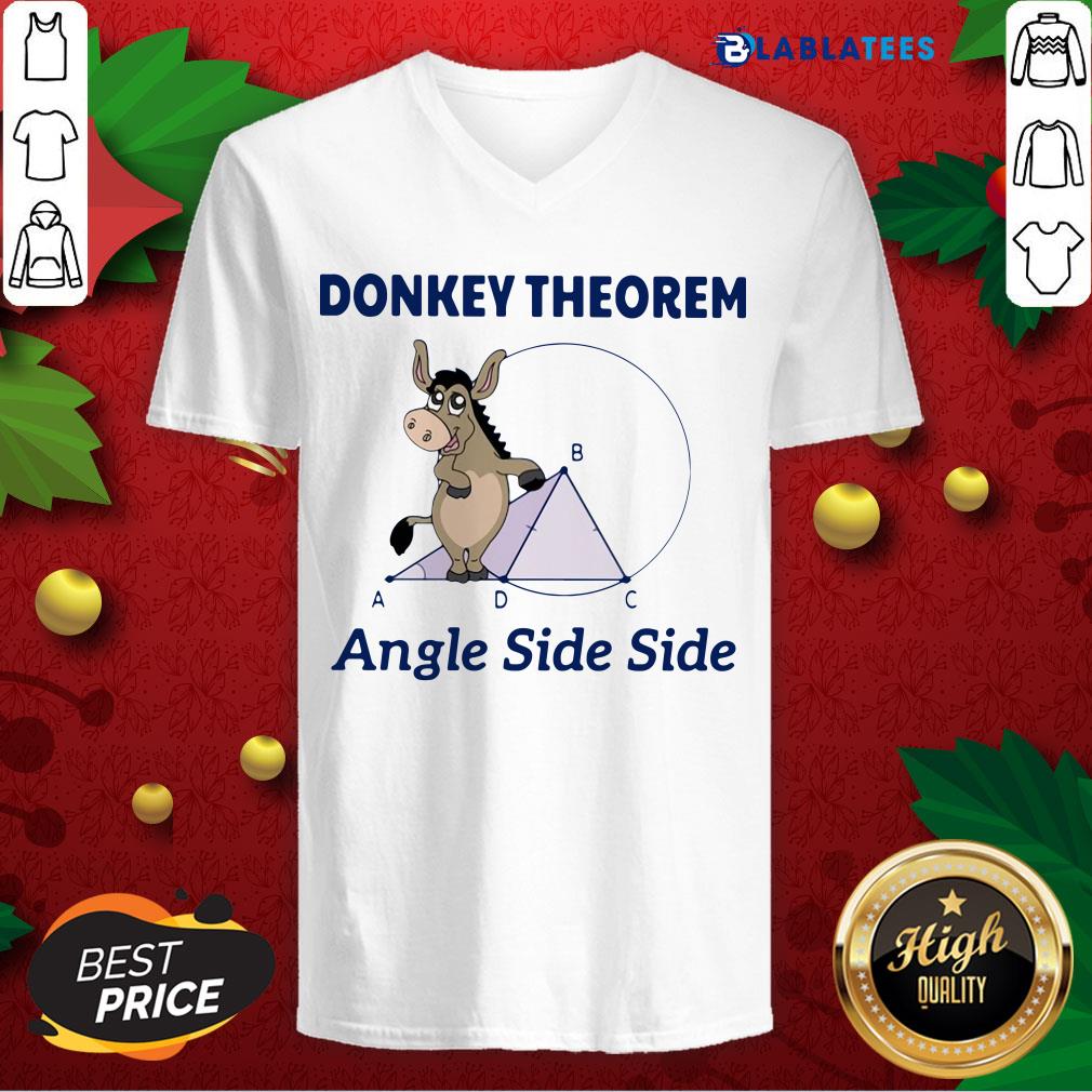 Top Donkey Theorem Angle Side Side - Funny Math Design - Fond Bleu Shirt