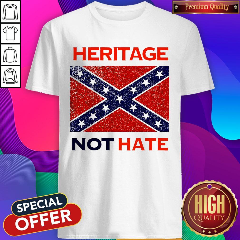 Top Heritage Not Hate Confederate Flag White Shirt