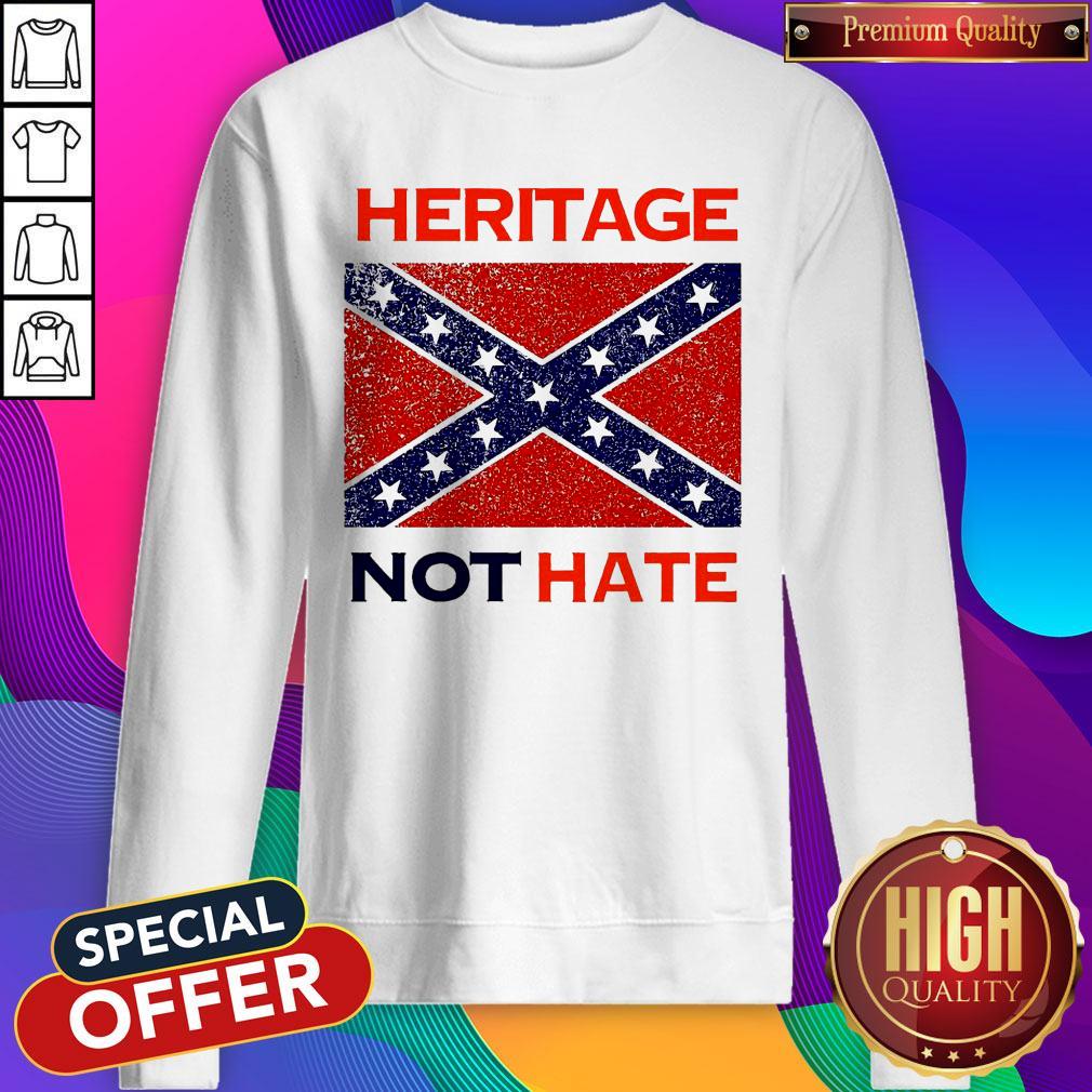 Top Heritage Not Hate Confederate Flag White Shirt
