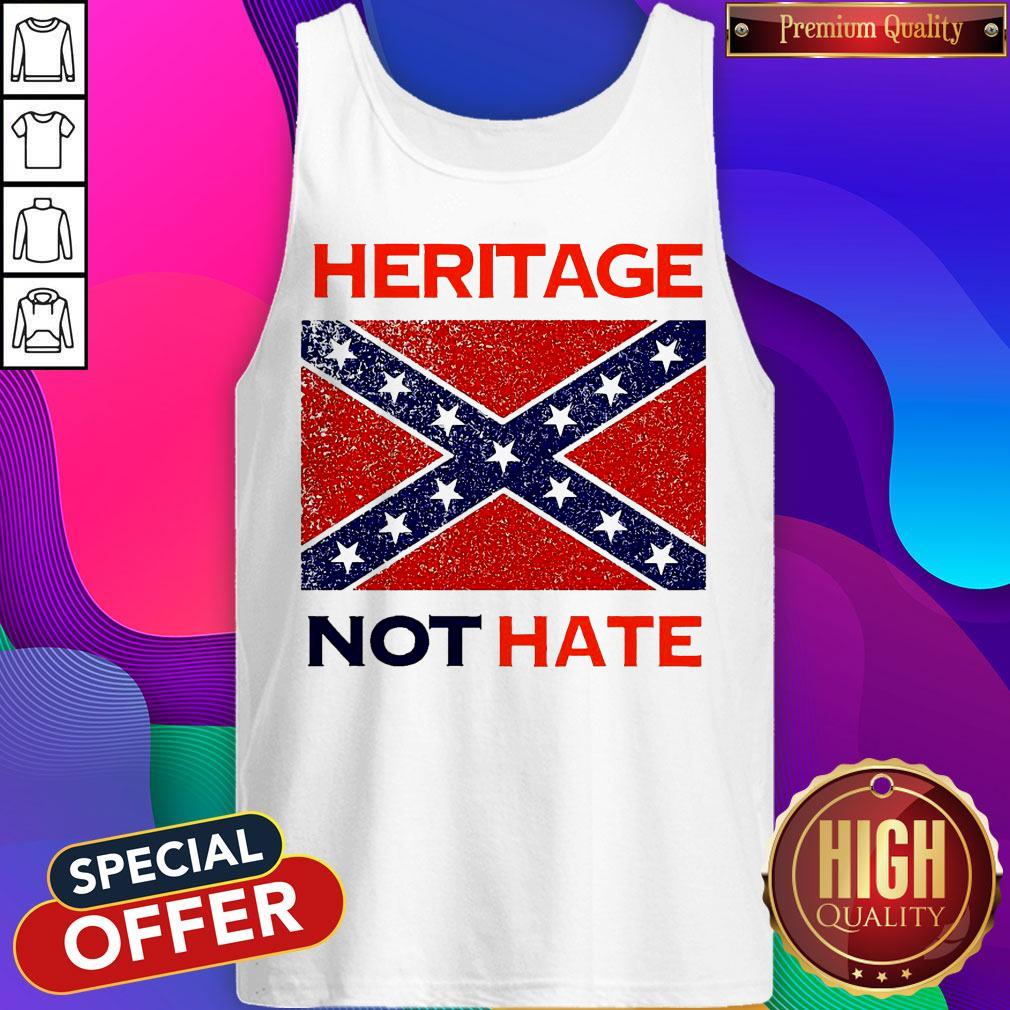 Top Heritage Not Hate Confederate Flag White Shirt