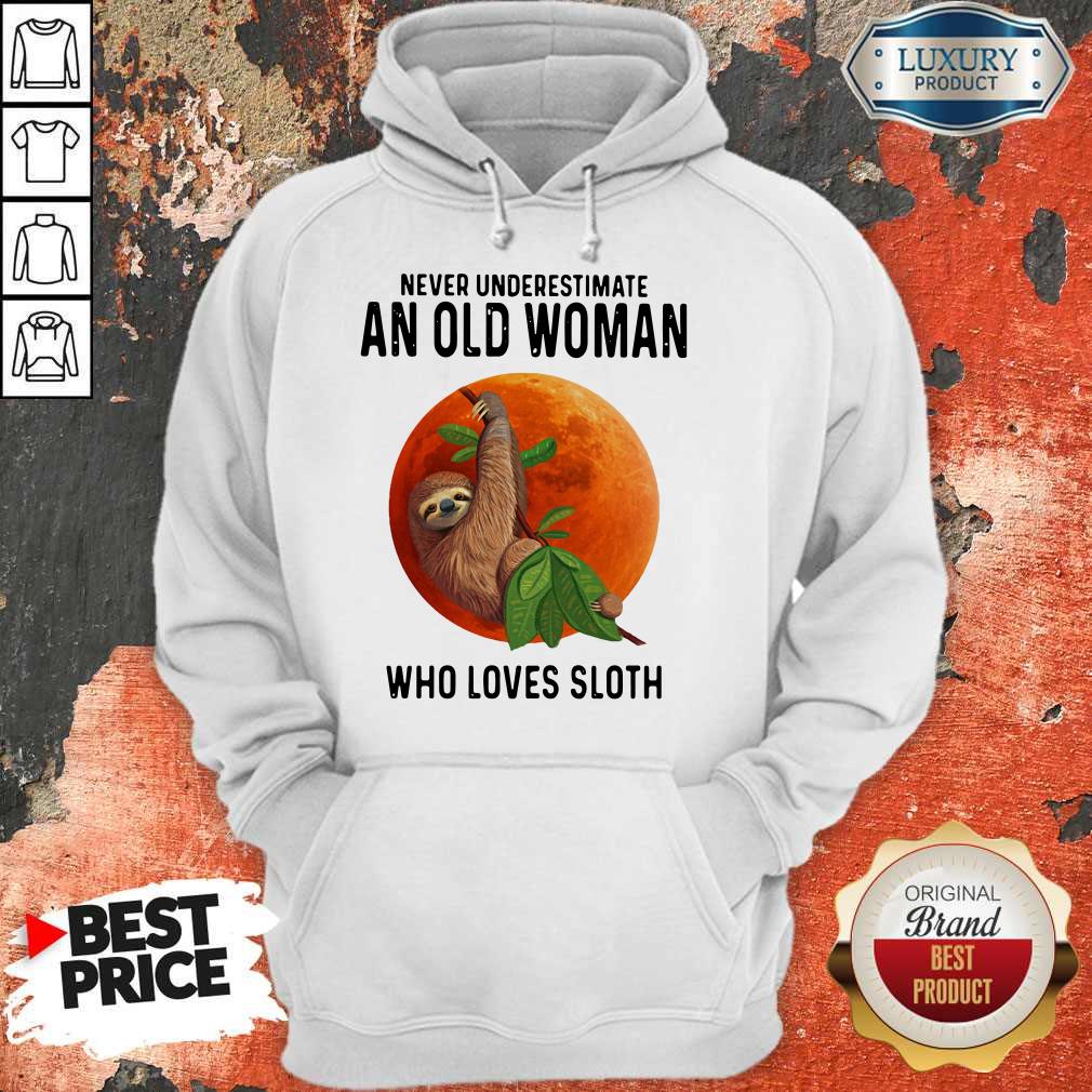 Top Never Underestimate An Old Woman Who Loves Sloth Sunset Shirt