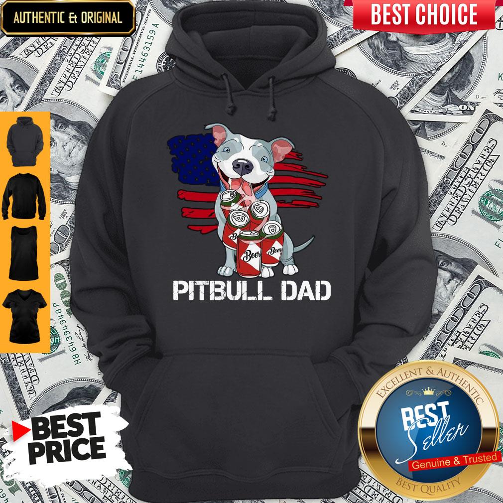 Top Pitbull Dad Beer American Flag Shirt