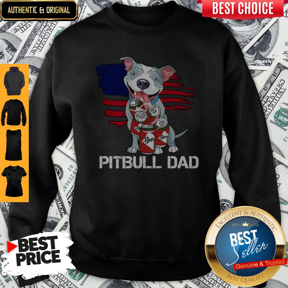 Top Pitbull Dad Beer American Flag Shirt