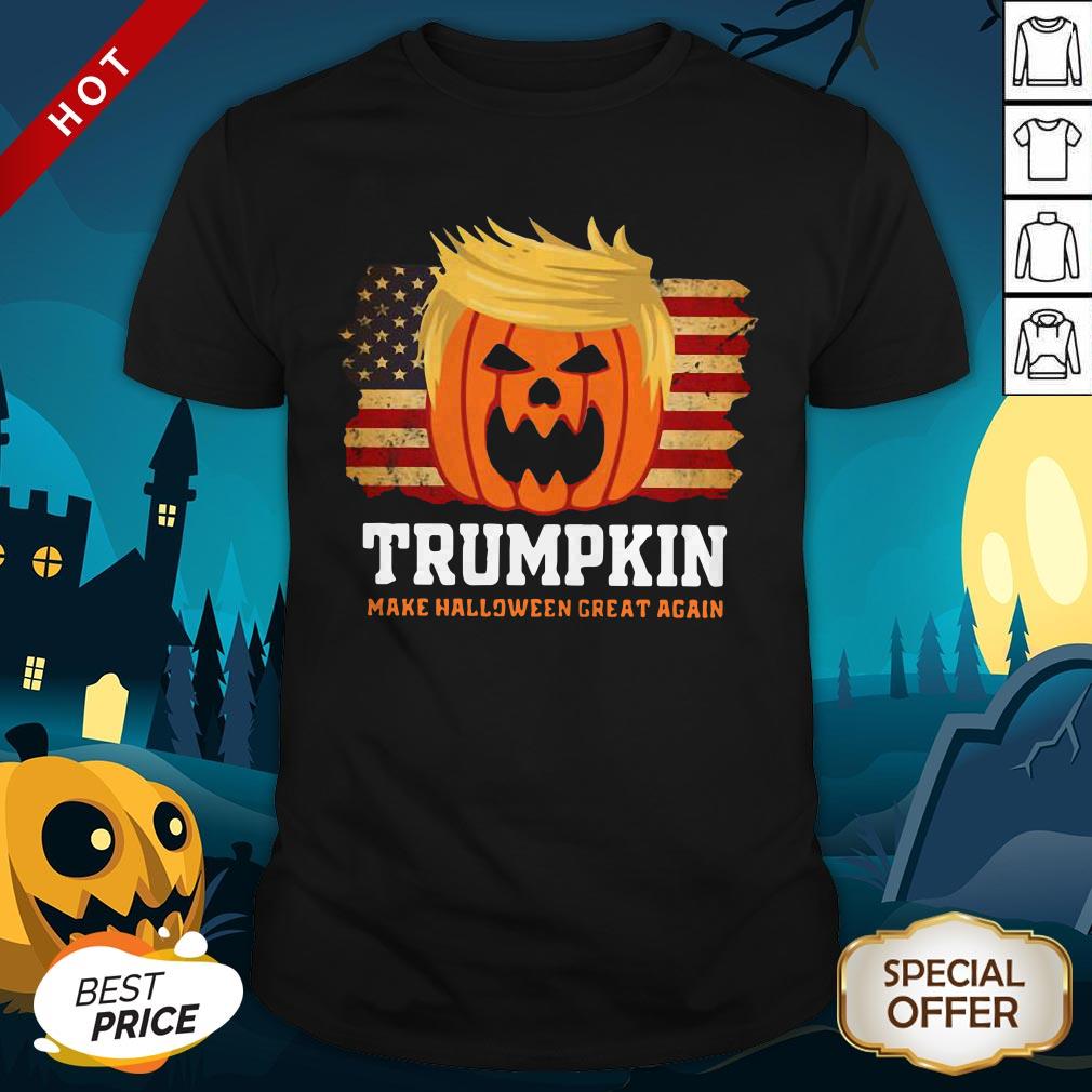 Top Trump Trumpkin Make Halloween Great Again American Flag Shirt