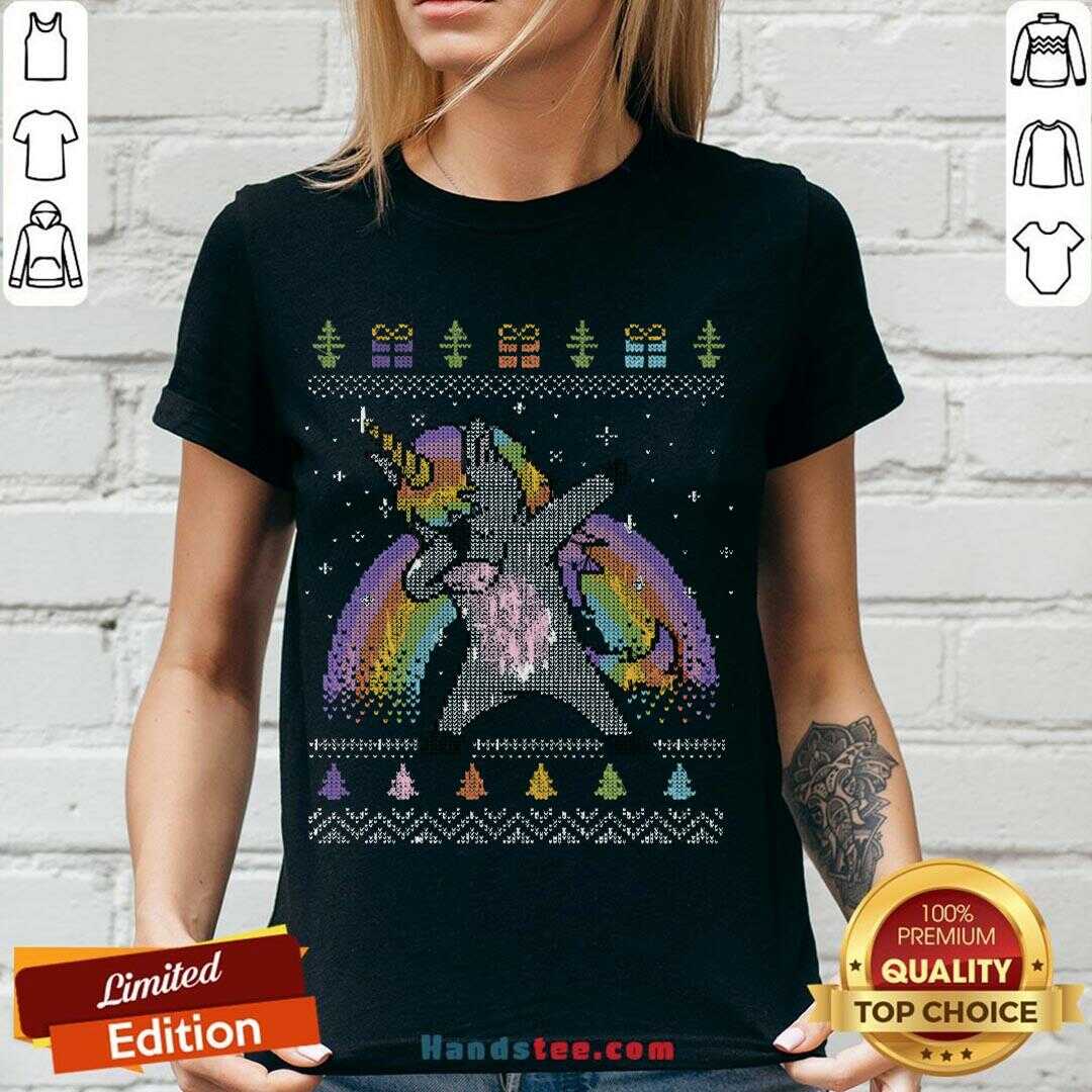 Top Unicorn Dabbing Ugly Merry Christmas Shirt
