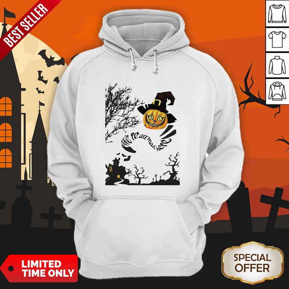 Top We’re All Mad Here Cat Pumpkin Witch Halloween Shirt