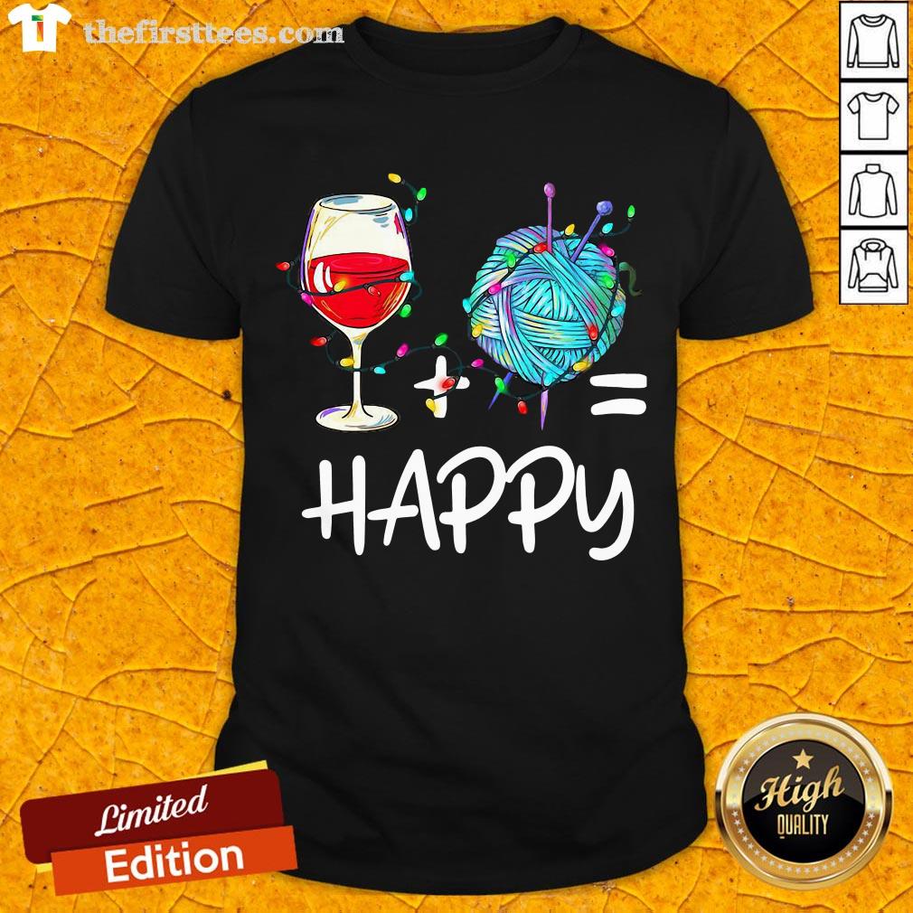 Top Wine And Crochet Is Happy Christmas Shirt