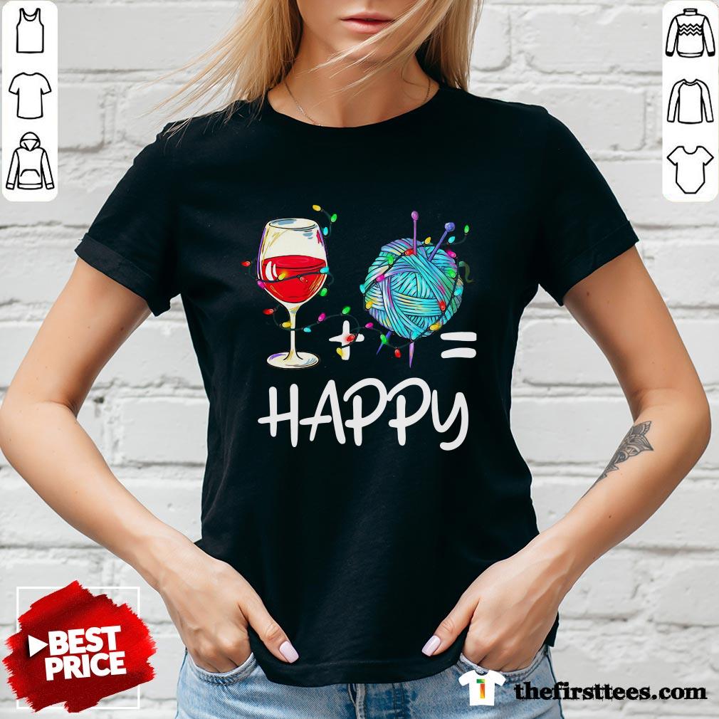Top Wine And Crochet Is Happy Christmas Shirt