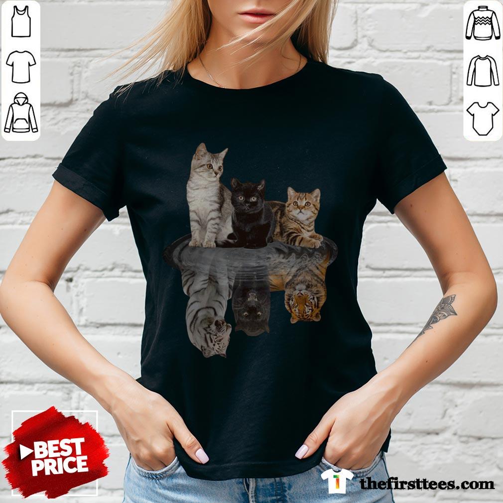 Awesome The Cats Water Mirror Reflection Tigers Shirt