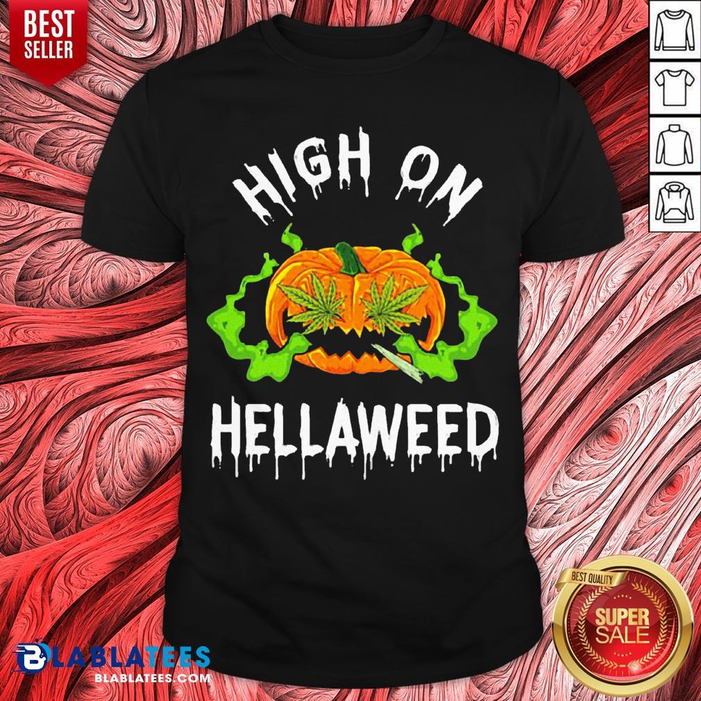 Funny Pumpkin High On Hellaweed Hallooween Shirt