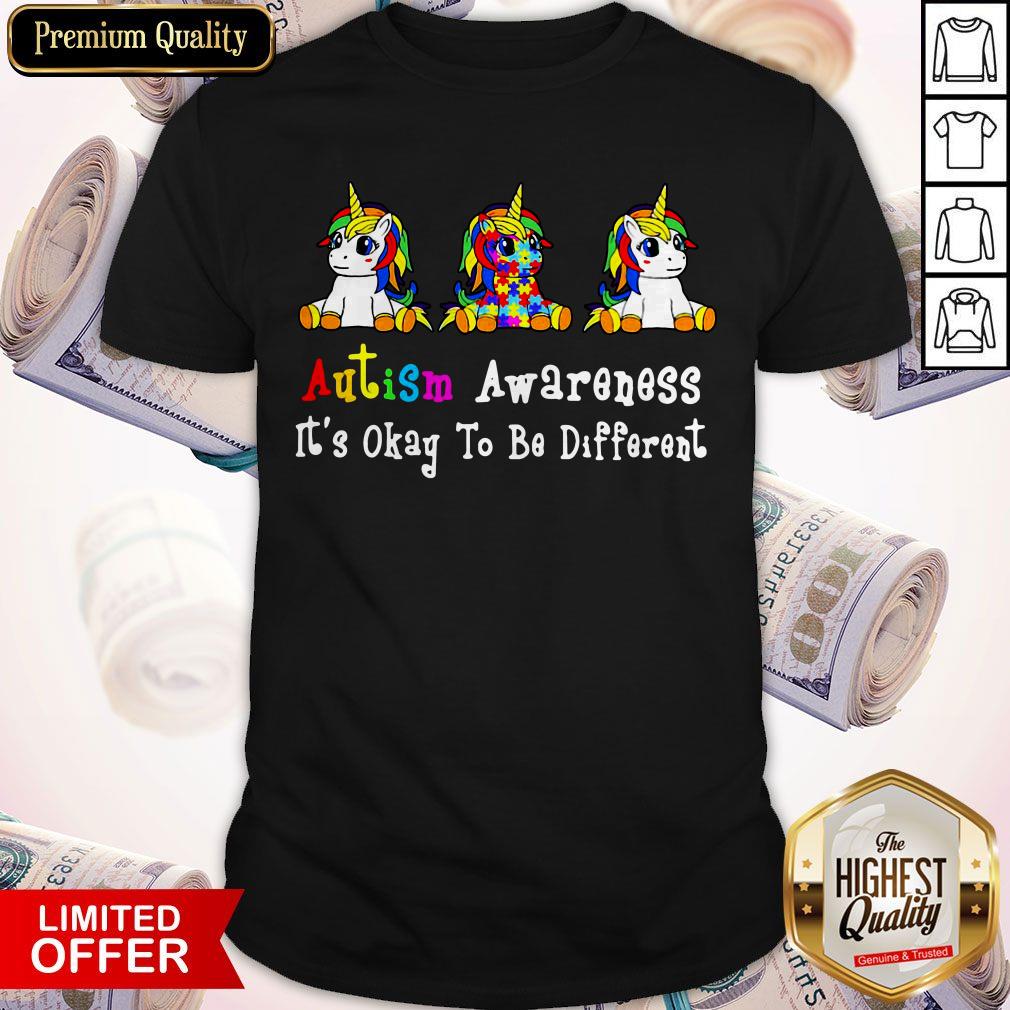Unicorn Autism Awareness It's Okay To Be Different Shirt