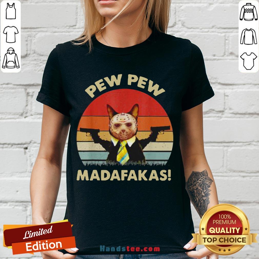 Cat Jason Voorhees Pew Pew Madafakas Vintage Retro Shirt