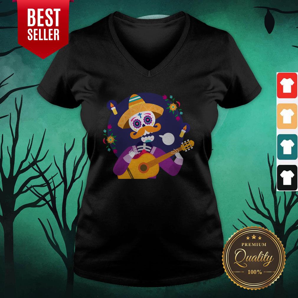 Dia De Muertos Day Of Dead Sugar Skeleton Play Guitar Shirt