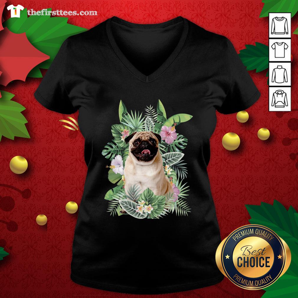 Lovely Pug White Flower Shirt