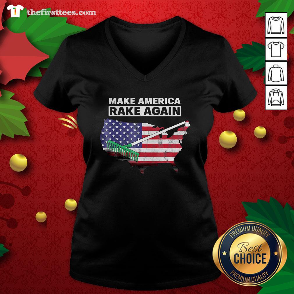 Cool Make America Rake Again American Flag Maps Shirt