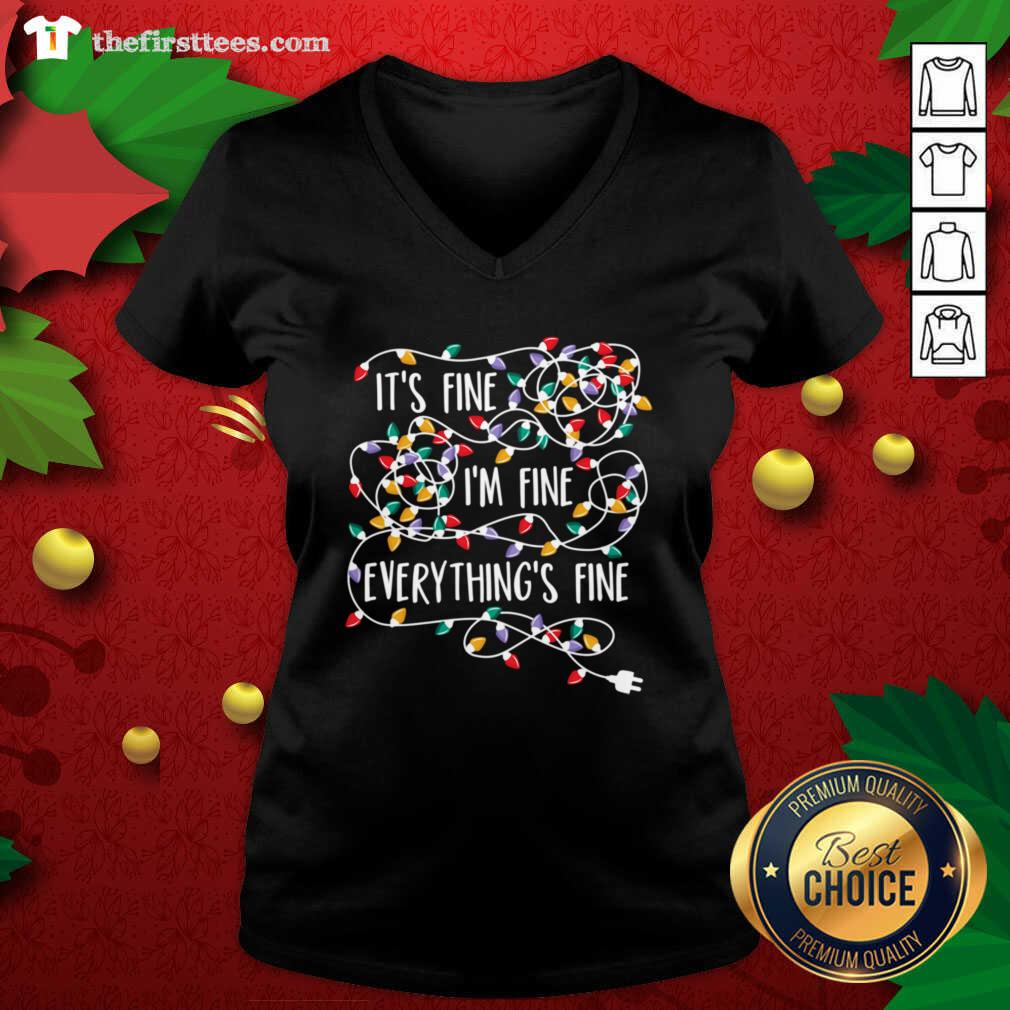 Original It's Fine I'm Fine Everything Is Fine Christmas Light Shirt