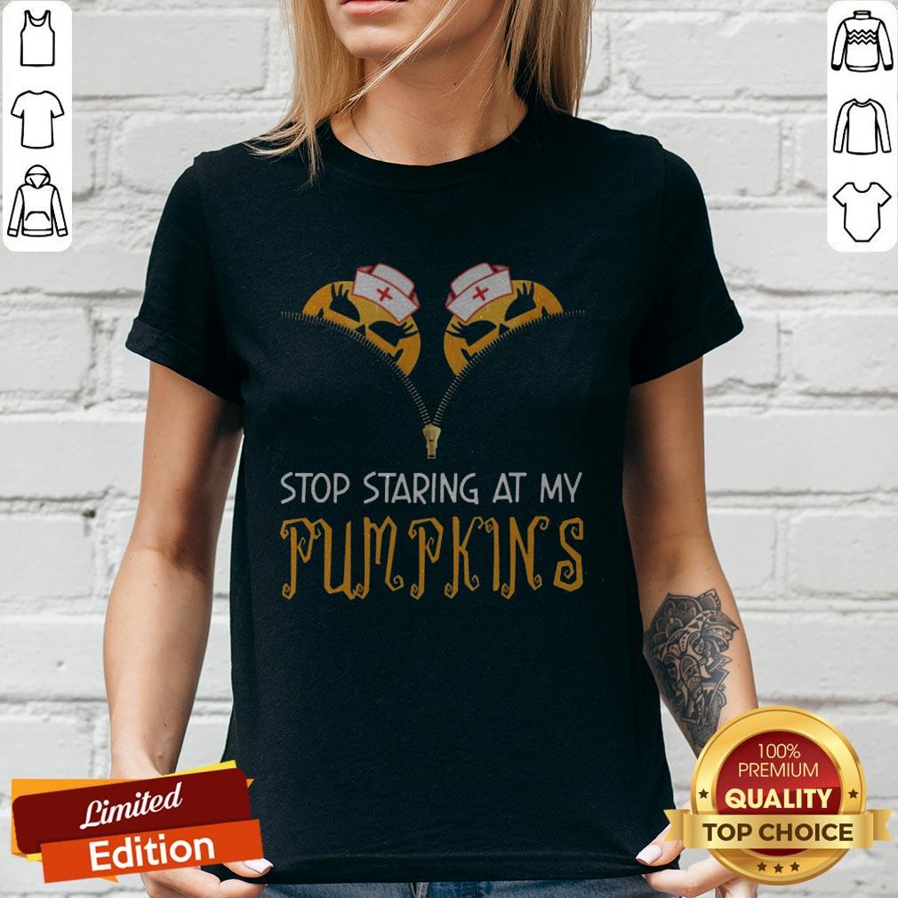 Funny Stop Staring At My Pumpkins Halloween Shirt