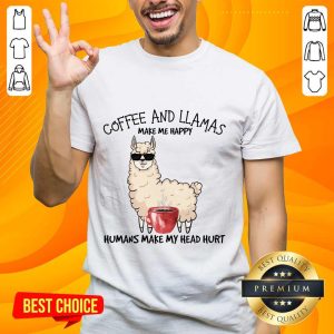 Amused Coffee And Llamas Make Me Happy Humans Make My Head Hurt Shirt