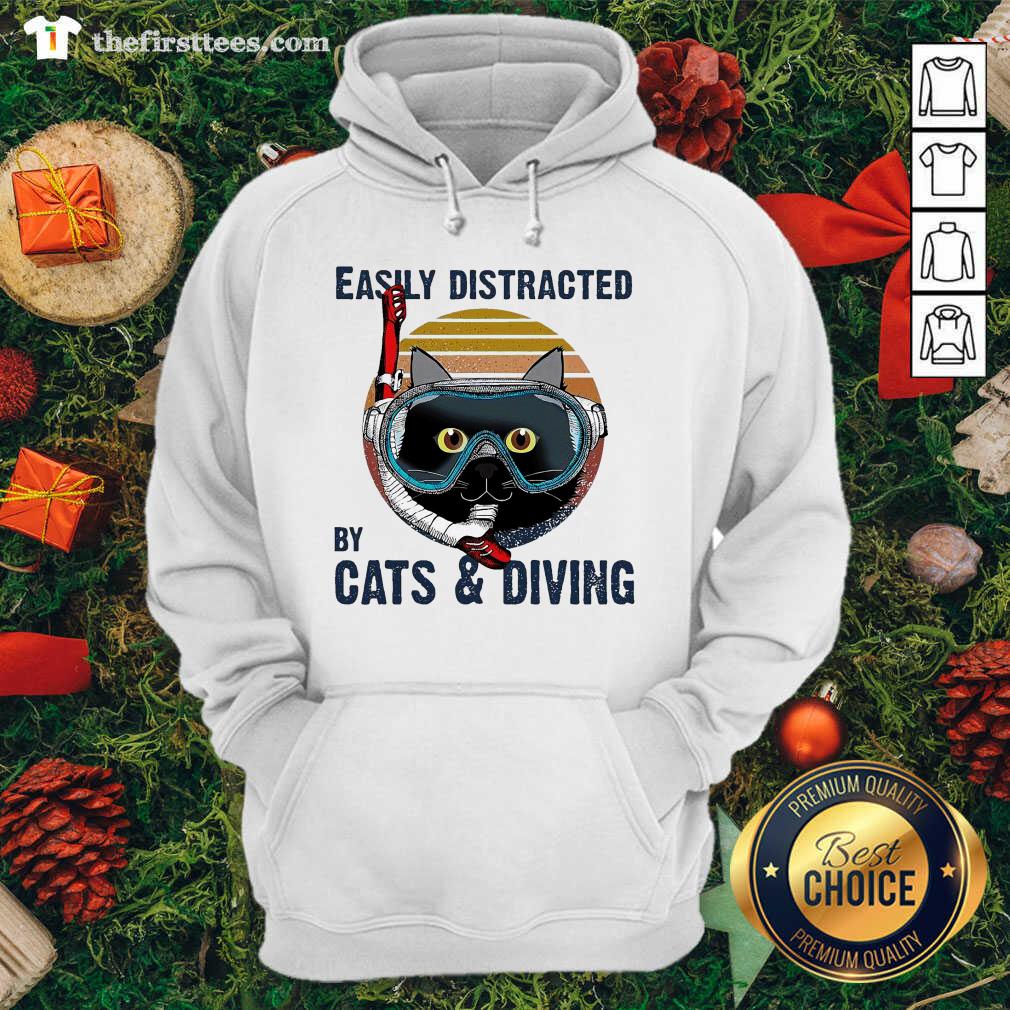 Top Easily Distracted By Cats And Diving Vintage Shirt