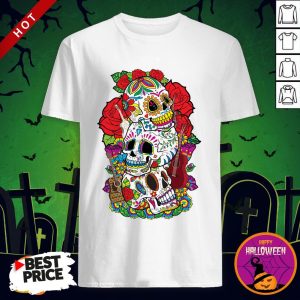 Three Sugar Skulls Day Of The Dead Dia De Los Muertos T-shirt