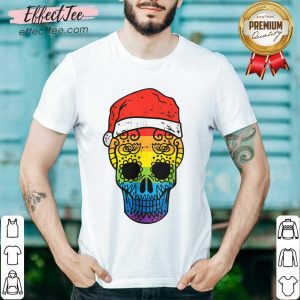 Nice Gay Pride Santa Hat Sugar Skull LGBT Christmas Mexican Shirt