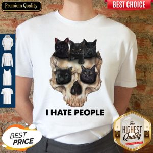 Black Cats Skull I Hate People Shirt