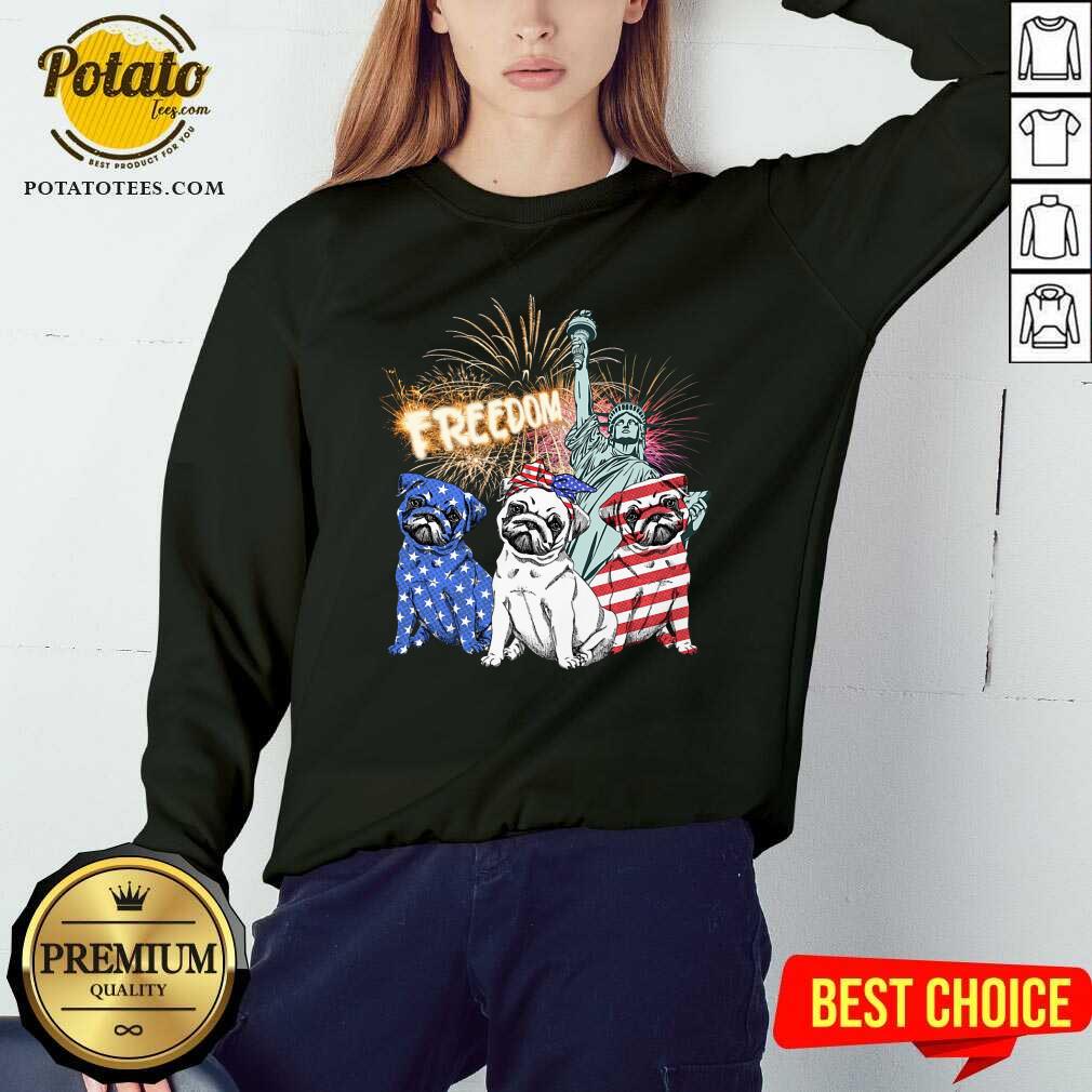 Three Pug Freedom 4th Of July Shirt