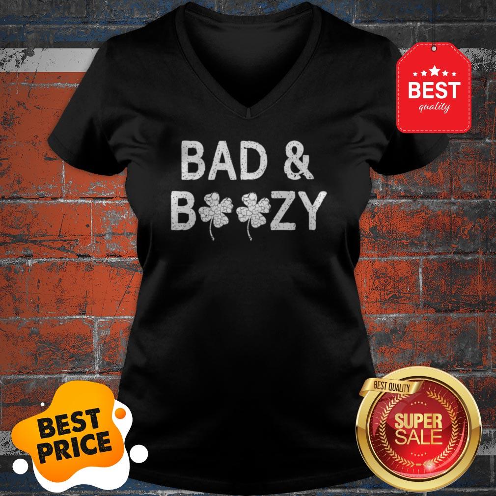 Bad And Boozy Funny St. Patricks Day Women Shamrock Drinking Shirt