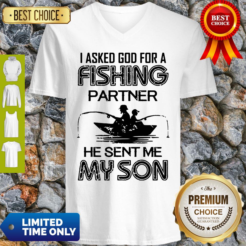I Asked God For A Fishing Partner He Sent Me My Son Father Day Shirt