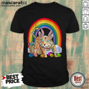 Super Bengal Cat Easter Eggs Bunny Rabbit Rainbow Shirt