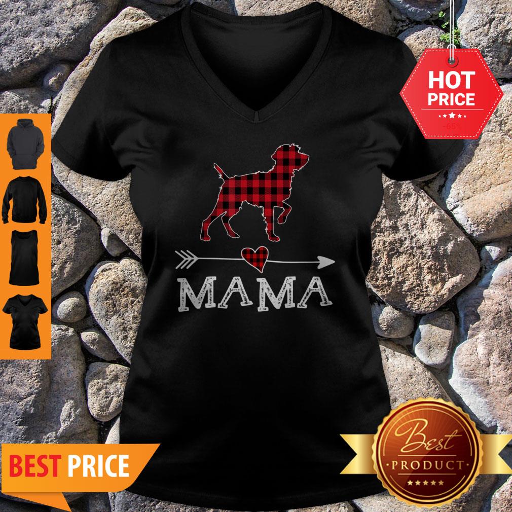 Official Womens Red Plaid Mama Wirehaired Pointing Griffon Dog Mom Shirt