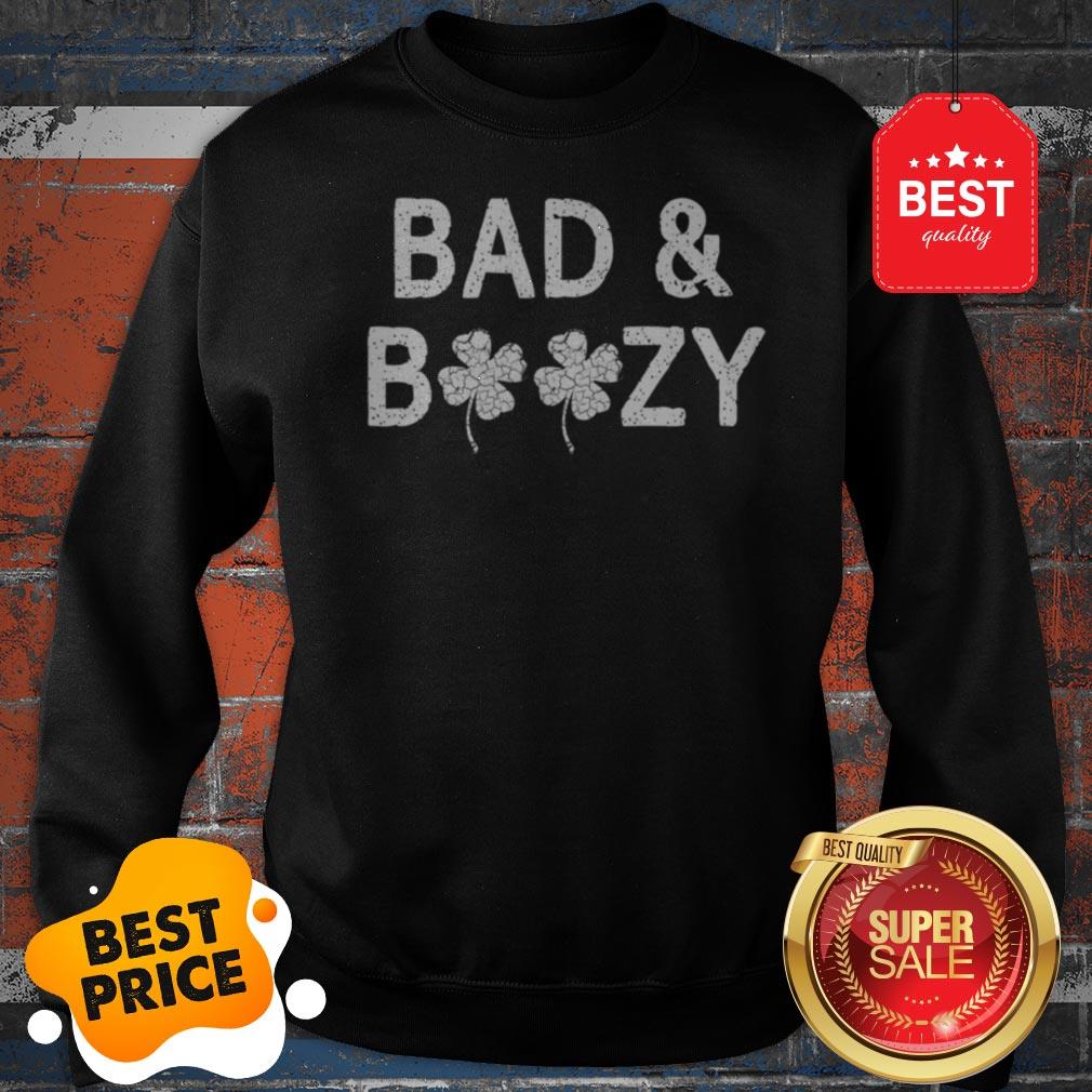 Bad And Boozy Funny St. Patricks Day Women Shamrock Drinking Shirt