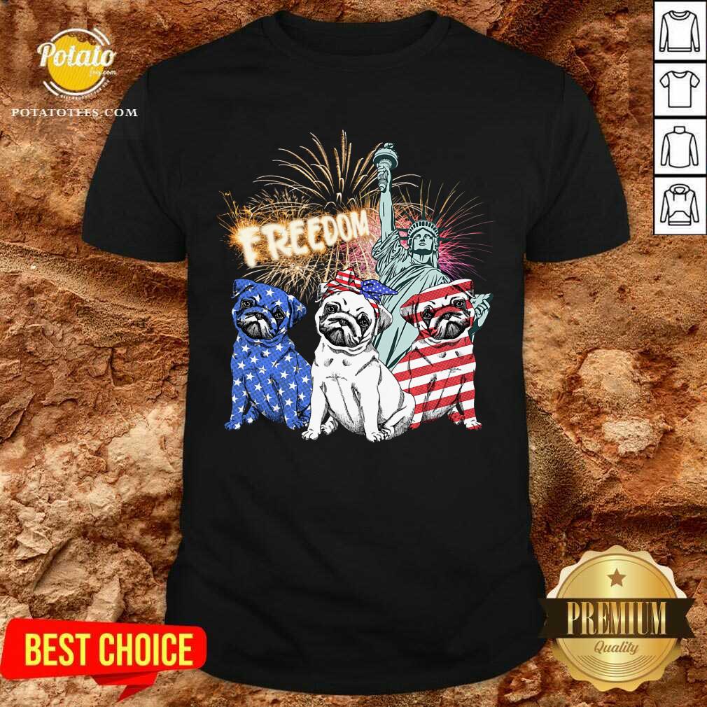 Three Pug Freedom 4th Of July Shirt