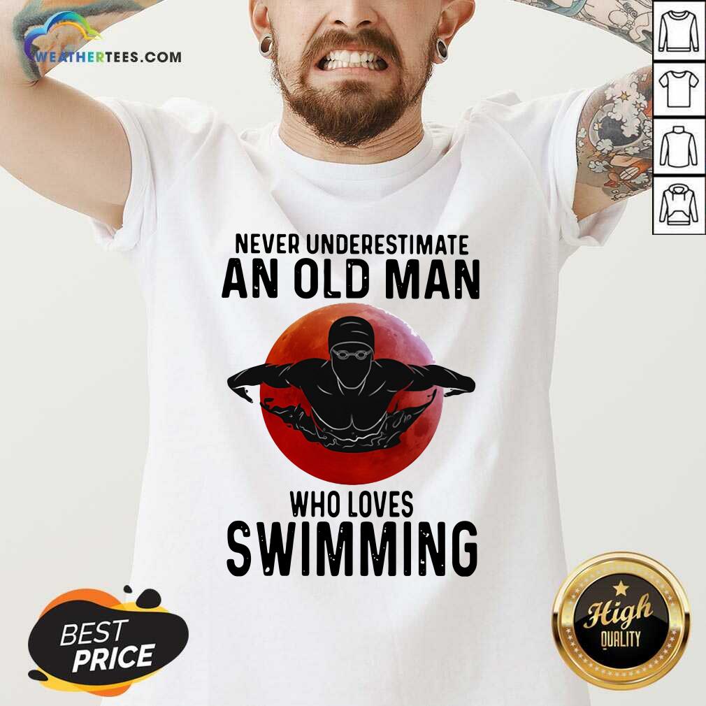 Original Never Underestimate An Old Man Who Loves Swimming The Moon Shirt