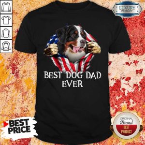 Great Blood Inside Me Bernese Mountain Dog American Flag Best Dog Dad Ever Shirt