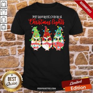 Awesome Owls Gnomes My Favorite Color Is Christmas Lights Shirt