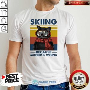 Good Black Cat Skiing Because Murder Is Wrong Vintage Retro Shirt