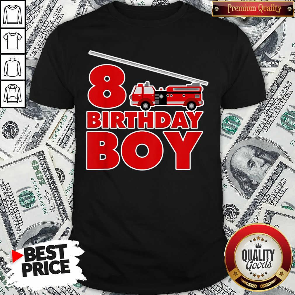 8th Birthday Boy 1 Fire Truck Shirt