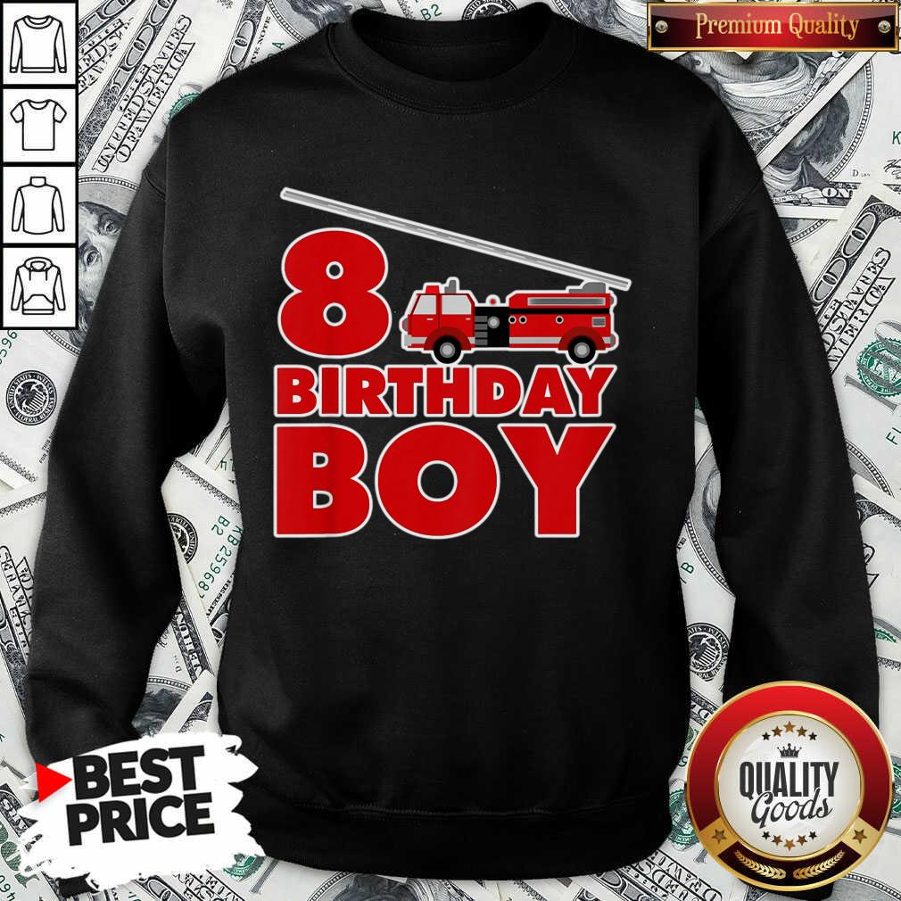 8th Birthday Boy 1 Fire Truck Shirt