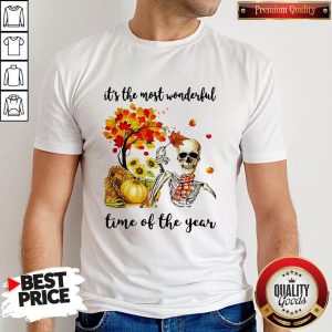 Cute It's The Most Wonderful Skull Pumpkin Autumn Shirt