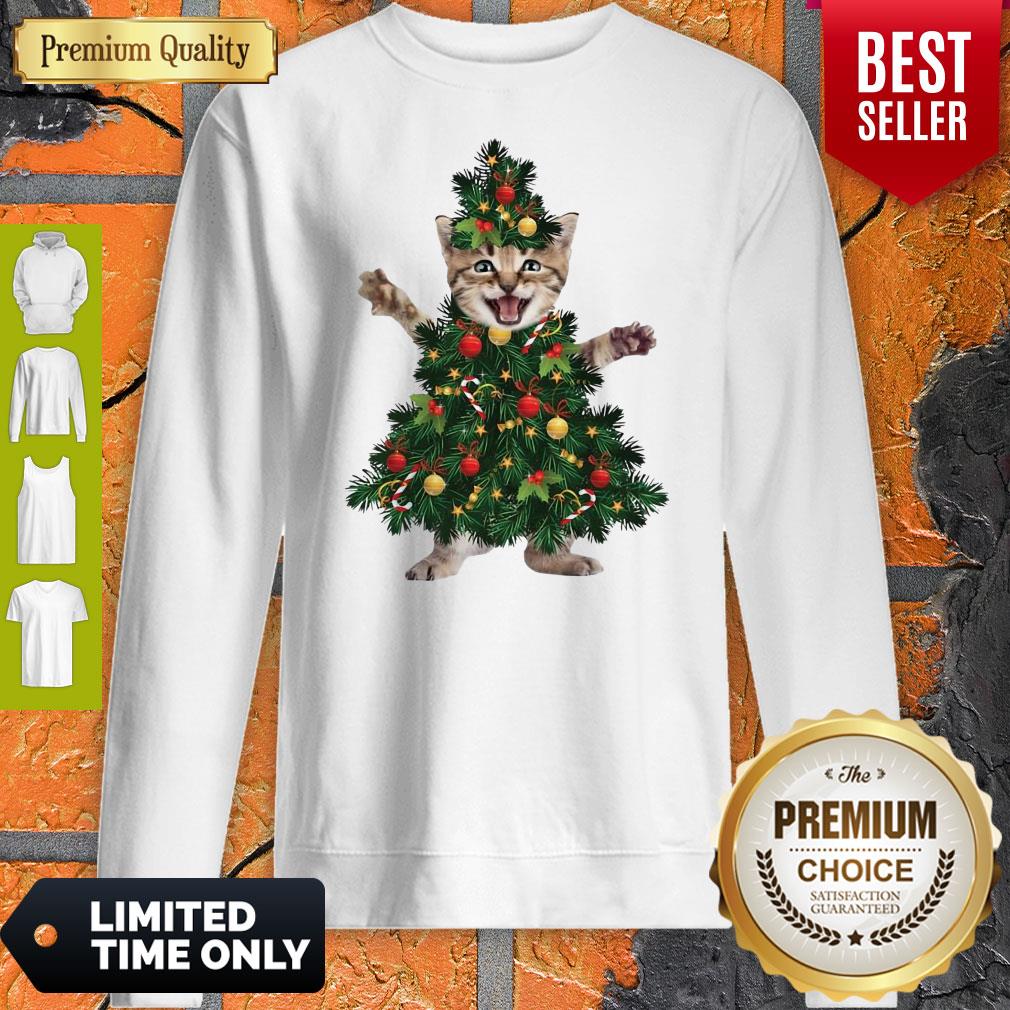 Funny Christmas Tree Cat Pine Shirt