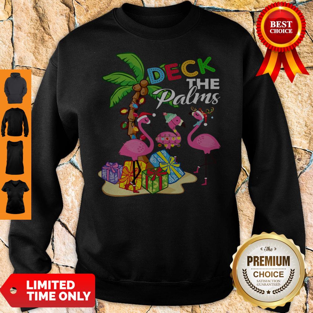 Official Deck The Palms Merry Flamingo Christmas Shirt