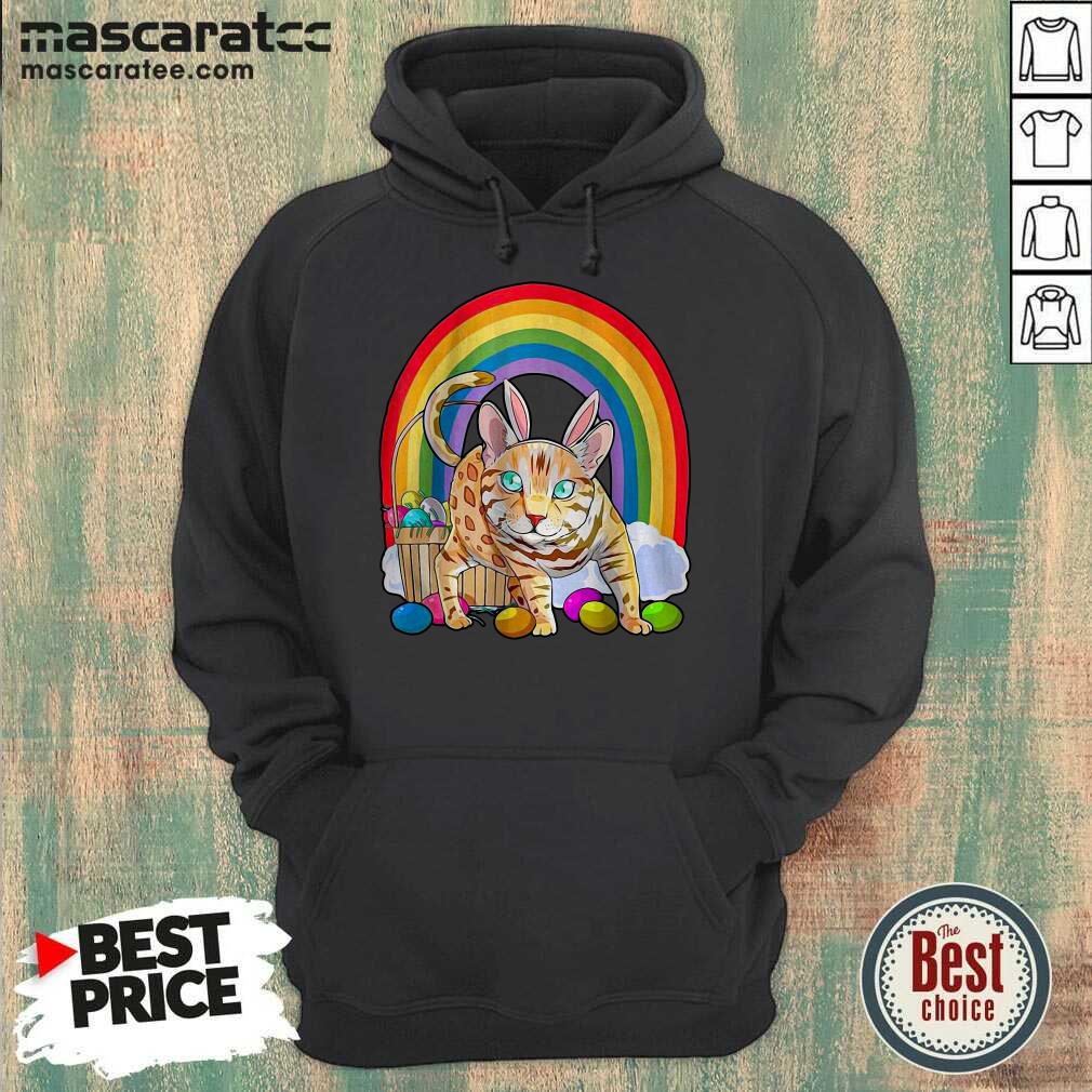 Super Bengal Cat Easter Eggs Bunny Rabbit Rainbow Shirt