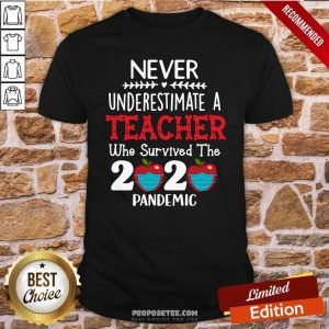 Face Mask Never Underestimate A Teacher Who Survived The 2020 Pandemic Shirt