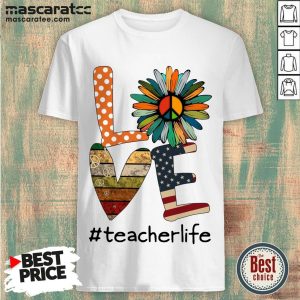 Perfect Sunflower And Book And Hippie Love #Teacherlife American Flag Shirt