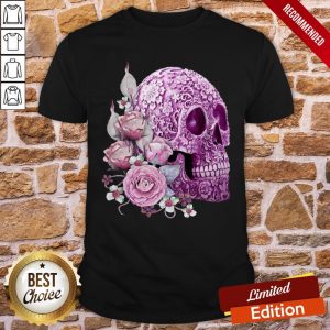 Purple Floral Sugar Skull Day Of The Dead Pink Flowers Shirt