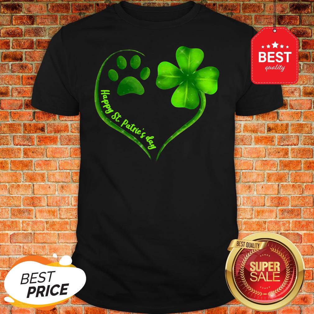 Official Love Dog Paw Heart Happy St. Patrick’s Day Shirt