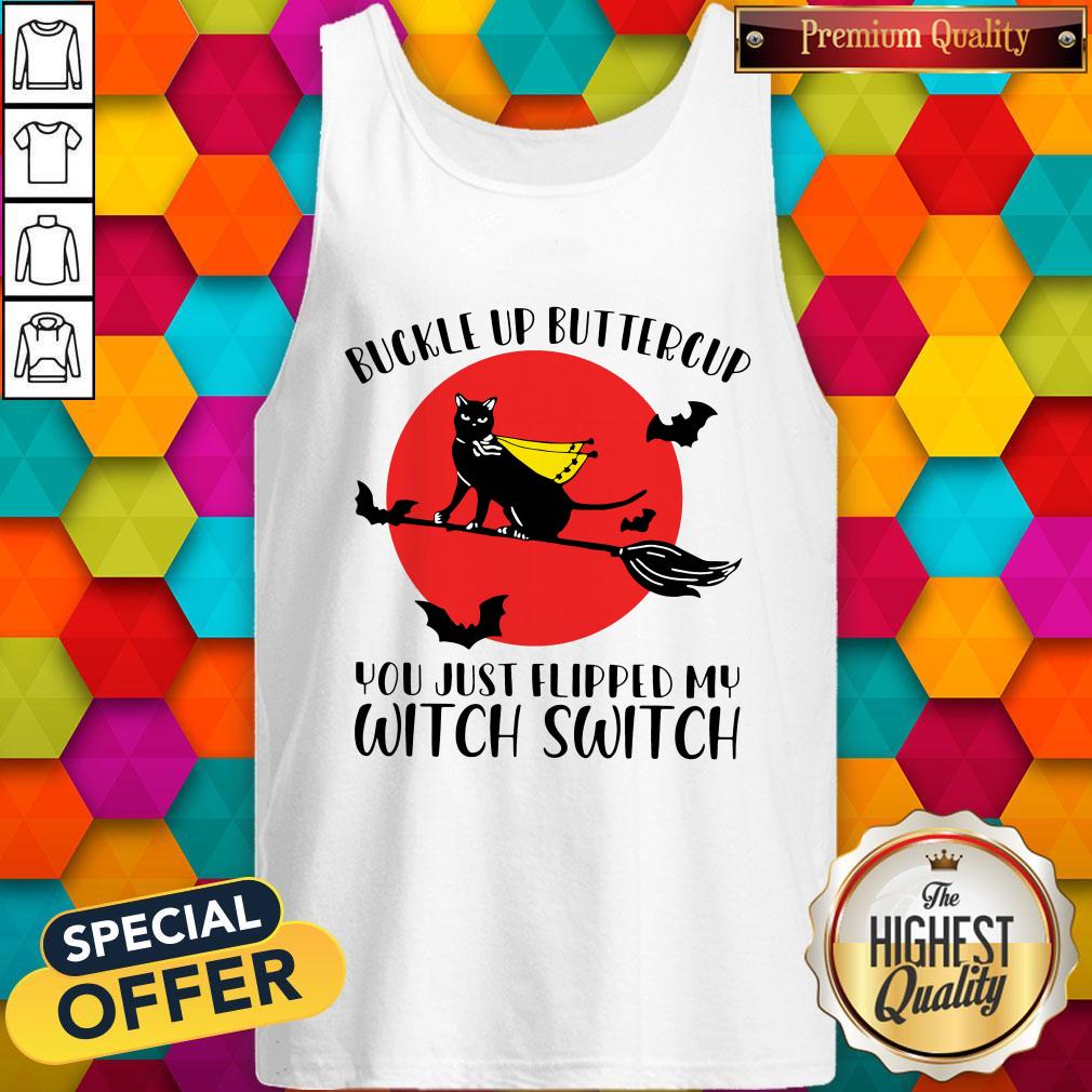 Pro Black Cat Buckle Up Buttercup You Just Flipped My Witch Switch Moon Shirt